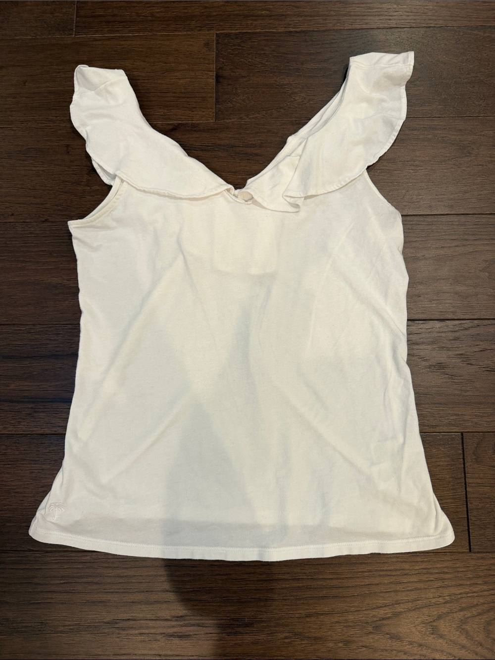 Lilly Pulitzer White Ruffle Shoulder Tank Size Small - C58-012